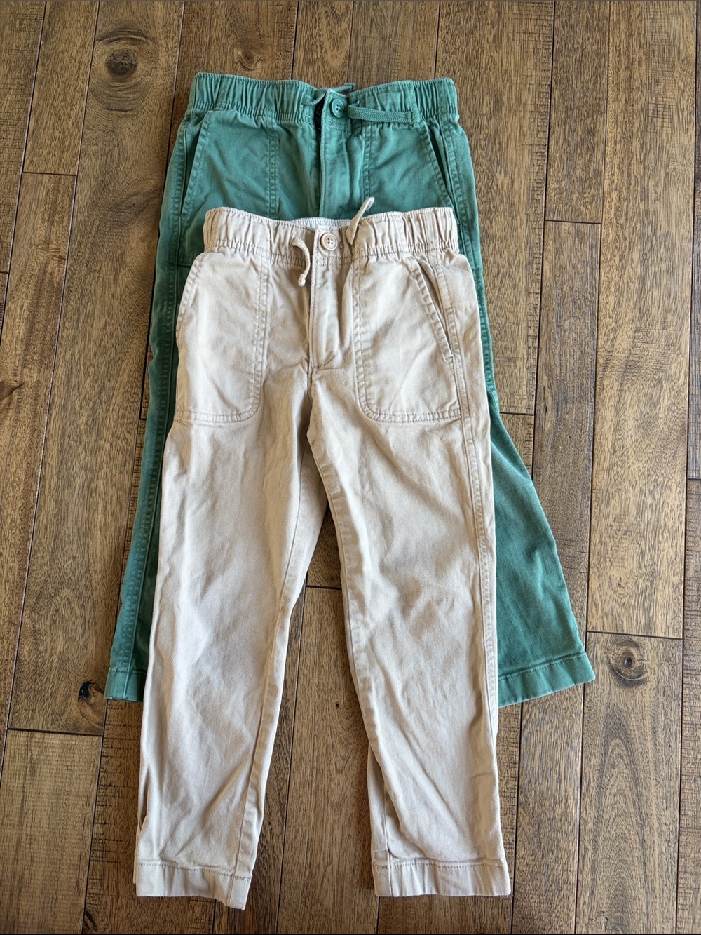 2 PairS Crewcuts Boys Drawstring Green Cotton Chinos